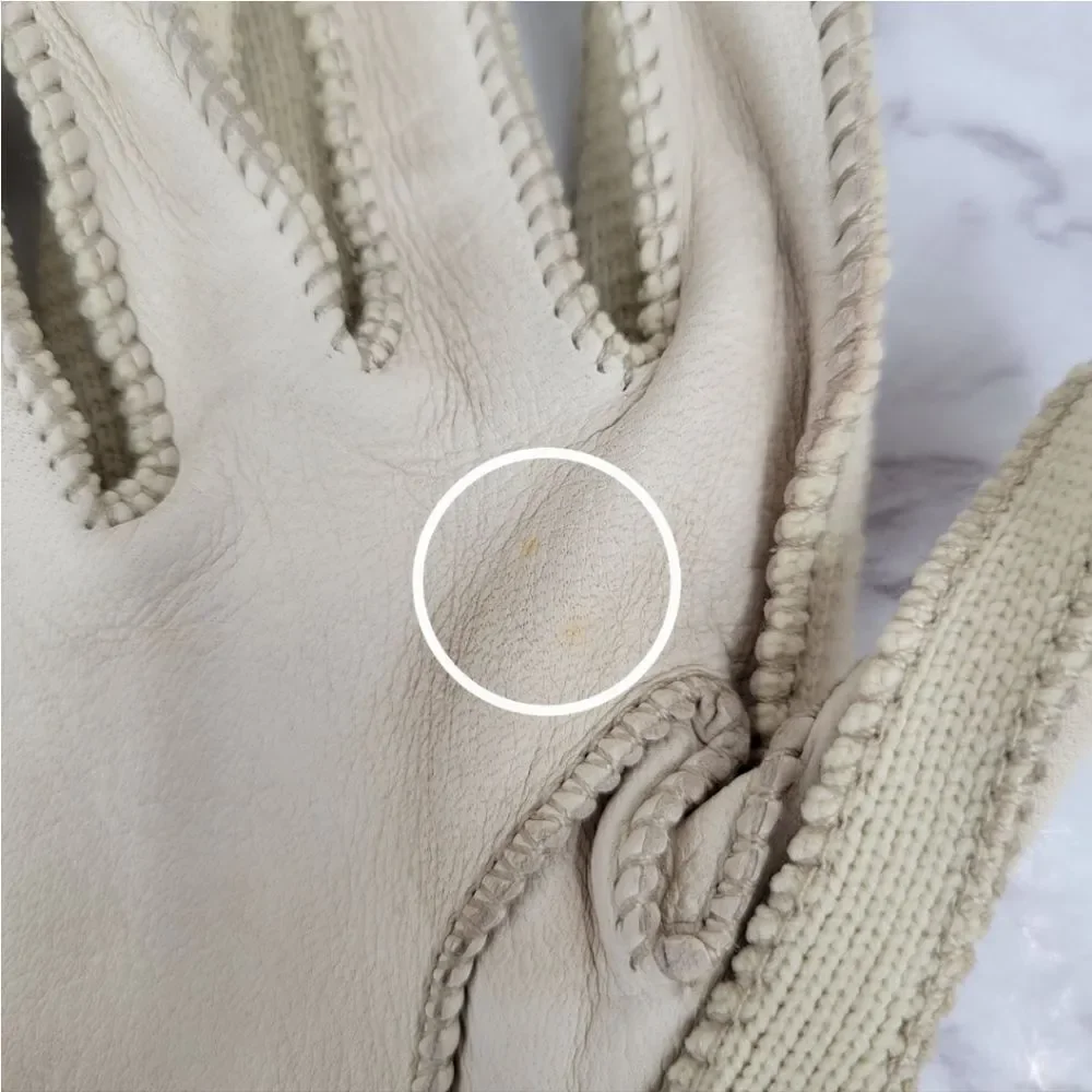 Vintage Deerskin Leather Bone Colored Leather Driving Gloves